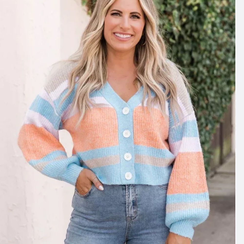 PINK LILY Striped Cardigan Size Small
